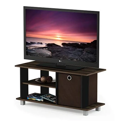 Obrázek Furinno Jednoduchá TV skříňka s odkládací přihrádkou, dřevo, Columbia vlašský ořech / tmavě hnědá, 32,51 x 80 38,35 cm