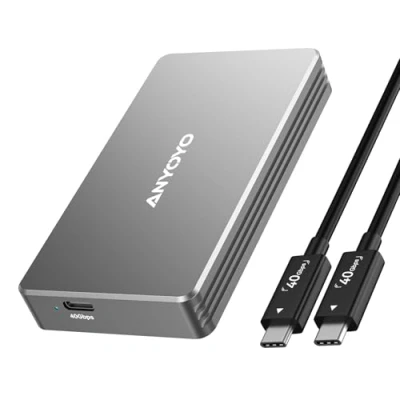 Obrázek kryt NVMe SSD pro Thunderbolt 3/4 USB 3.2/3.1/3.0/2.0 Type C, 40Gb/s mobilní M.2 na PCIe 2280 M Key (B+M Key) Externí z hliníkové slitiny, až 2700 MB/s