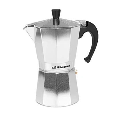 Obrázek Orbegozo KF 600 Italienischer Kaffeekocher aus Aluminium, Kapazität: 6 Tassen (280 ml), ergonomischer Griff, Sicherheitsventil, abnehmbarer Filter