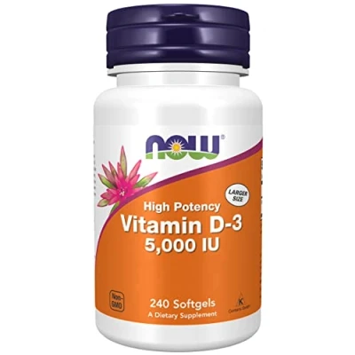 Obrázek Now Foods, vitamin D3 Depot, 5 000IU, cholekalciferol, vysoká dávka, 1 kapsle každých dní, 240 měkkých tobolek, laboratorně testováno, bez sóji, lepku, genetického inženýrství