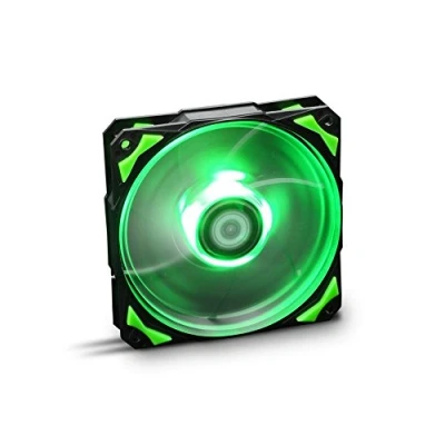 Obrázek NOX Hummer H FAN NXHUMMERF120LG 120mm PC skříň ventilátor, světlé LED, 7 průsvitných lopatek, hydraulická ložiska, opěrné rohy z gumy, zelená černá