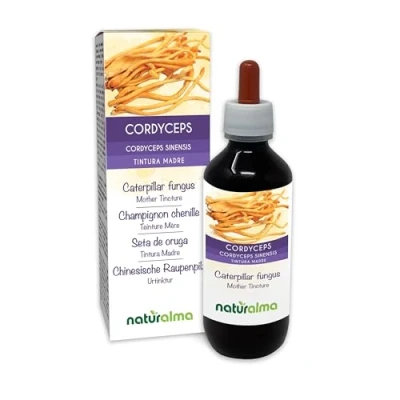 Obrázek Cordyceps nebo čínská housenková houba (Cordyceps sinensis Ophiocordyceps sinensis) houby bez alkoholu tinktura Naturalma tekutý extrakt kapky 200 ml doplněk stravy Veganský