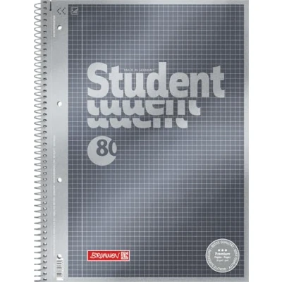Obrázek Brunnen 1067126 Poznámkový blok / školní Student Premium (zušlechtěný vrchní list s metalickým efektem, A4, čtverečkovaný linkování 26, 90 g/m², 80 listů)