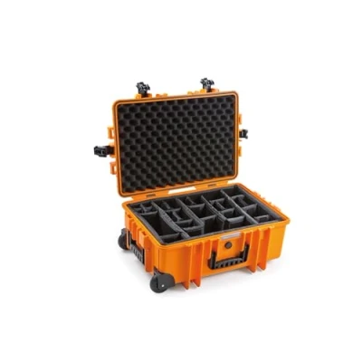 Obrázek B&amp;W přepravní kufr Outdoor typ 6700 oranžový s variabilním rozdělením, na kolečkách, ideální túru vodotěsný podle certifikace IP67, prachotěsný, nerozbitný a nezničitelný
