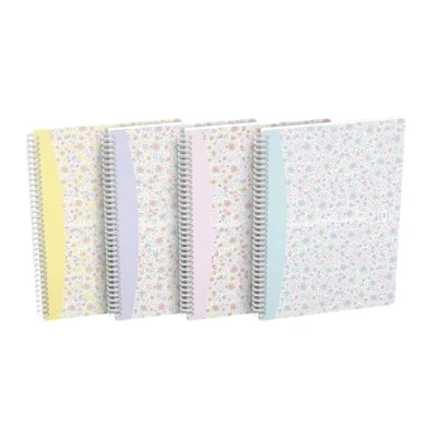 Obrázek Oxford Spiral zápisník B5 Floral kostkovaný, 120 stran, měkké desky, 4 designy, 5 kusů