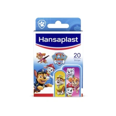 Obrázek Hansaplast Dětská náplast Kids Tlapková patrola (20 proužků), náplasti na rány s barevnými motivy Tlapkové patroly, sada bezbolestných náplastí