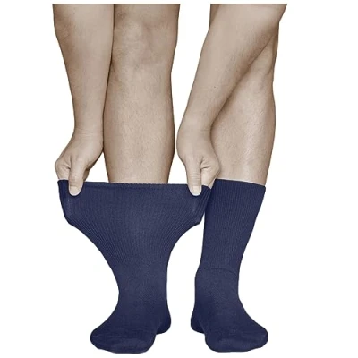 Obrázek vitsocks Pánské diabetické ponožky extra široké bez gumy pas (3x balení) oteklé nohy, bavlna, 41 43 46 47 50, tmavě modrá