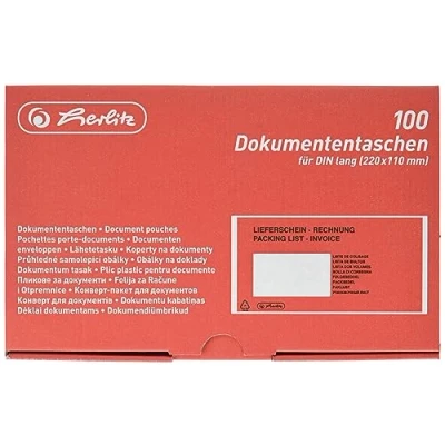 Obrázek Herlitz 792705 taška na dokumenty DL balení 100 ks, samolepicí, červená/černá
