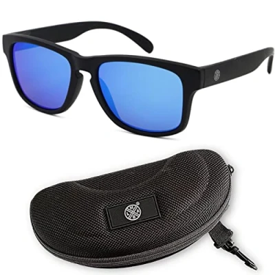 Obrázek LMAB Plovoucí brýle, polarizační brýle pro rybaření, model Sclera zrcadlící s pouzdrem a pouzdrem, barva černá/Sky Blue Revo 84, Black / Sky 84