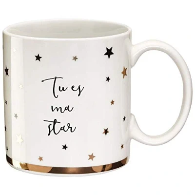 Obrázek DRAEGER PARIS 1886 Dräger Original Becher Teetasse als Geschenk für Ihre Lieben Kaffeetasse aus feinem Porzellan 350 ml 8 cm im Durchmesser x 8,5 in der Höhe Du bist Mein Star