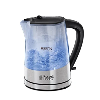 Obrázek Russell Hobbs Rychlovarná konvice [BRITA vodní filtr MAXTRA+ použití] Purity (1 l + 0,5 filtrační vložka, 2200 W, LED osvětlení, vč. kartuše, vodního kamene, ukazatel výměny kartuše)