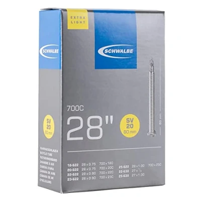 Obrázek Schwalbe Duše na kolo SV20 Extra Light 18/25 622/630 EK 80 mm, černá, 27 x 7/8 28 3/4&quot; SV80 mm