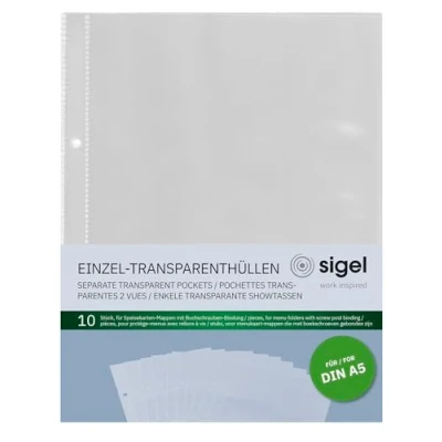 Obrázek SIGEL SM191 Jednotlivé průhledné obaly na A5 desky jídelní lístky, 10 kusů