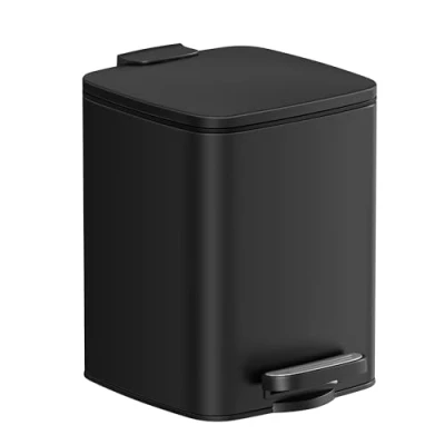 Obrázek SONGMICS Kosmetický kbelík, 6 litrů, odpadkový koš koupelna, malý koš, pedál, s pedálem, pro malé prostory, víkem, Softclose, ocel, černý LTB590B0602