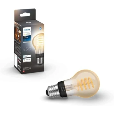 Obrázek Philips Hue White Ambiance E27 Filament žárovka v jednom balení (550 lm), stmívatelná LED pro světelný systém se všemi odstíny bílé, chytré ovládání světla hlasem a aplikací