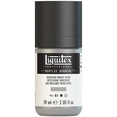 Obrázek Liquitex 2059236 &#039;Liquitex Professional Acrylic kvaš, akrylová barva s kvašovými vlastnostmi, stálá na světle, voděodolná, 59 ml dávkovací láhev irizující světle stříbrná