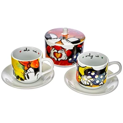 Obrázek Egan Porzellan set 2 Kaffeetassen Stapelbar Mickey mit Zuckerdose und Tischset WMSET/20 grün