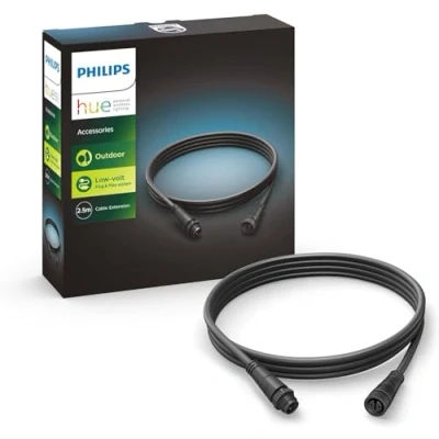 Obrázek Philips Hue Venkovní prodlužovací kabel, příslušenství pro váš nízkonapěťový systém , 2,5 m, černý, odolný proti povětrnostním vlivům (IP67)