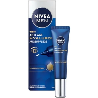 Obrázek NIVEA MEN péče o oči Anti Age Hyaluron, zpevňující oční krém proti vráskám a kruhům pod očima, hydratační s hyaluronem (15 ml)