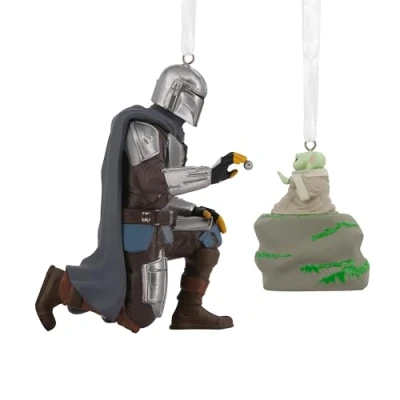 Obrázek Hallmark Storied Moments The Mandalorian &amp; Grogu Ornament Star Wars Baumschmuck Harz Hängende Weihnachten Geschenke für