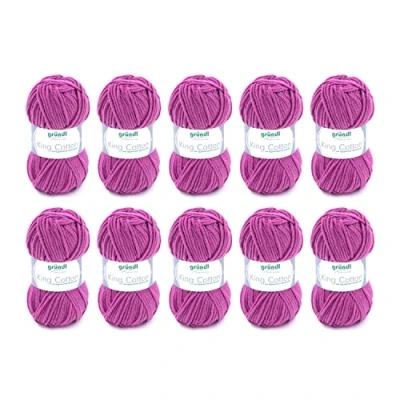 Obrázek Gründl King Cotton (měkká a objemná pletací háčkovací příze z 55 % polyakrylu 45 bavlny, 50 g / 78 m, tloušťka jehlic: 6 7, 10 x g), fuchsiová