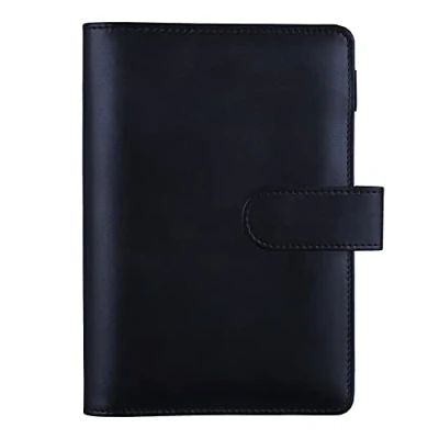 Obrázek HAUTOCO Kniha s kroužkovou vazbou A6, poznámkový blok z PU kůže, doplňovací, 6 kroužkových pořadačů pro A6 Budget Binder Planner domácnost Personal Organize, Loseblatt