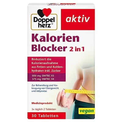 Obrázek Doppelherz Blokátor kalorií 2 v 1 zdravotnický výrobek pro ošetření a prevenci nadváhy obezity 30 veganských tablet