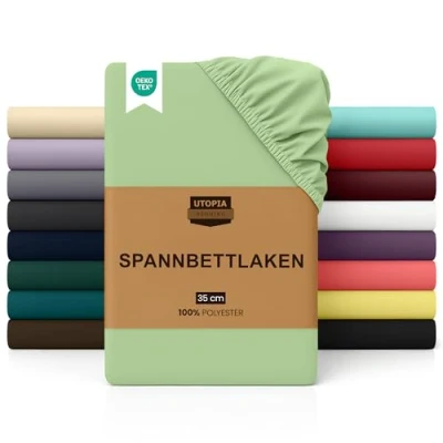 Obrázek Utopia Bedding napínací prostěradlo 180 x 200 cm Summer Green zelená kartáčované polyesterové z mikrovlákna 35 hloubka tašky