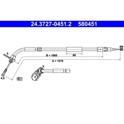 Obrázek Kabel, parkovací brzda ATE 24.3727 0451.2