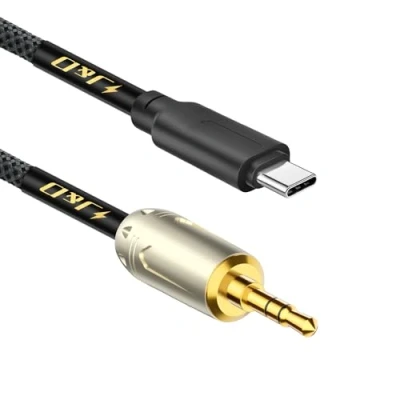 Obrázek J&amp;D USB C na 3,5 mm audio kabel, opletený typ k AUX Auto přídavný kabel kompatibilní s iPhone 15/15 Plus/15 Pro/15 Pro Max, 1m