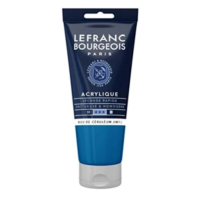 Obrázek Lefranc Bourgeois akrylová barva 300361 Fine celolinově modrá barva, 80ml tuba, krémová na vodní bázi, rychleschnoucí, stálá světle, voděodolná