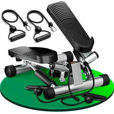 Obrázek Ultrasport Swing stepper včetně výcvikových kapel / krokometu s bezdrátovým tréninkovým počítačem up down pro začátečníky a školené, malé kompaktní