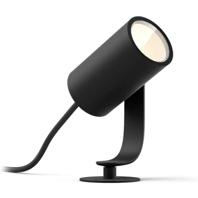 Obrázek Philips Hue White &amp; Color Ambiance Lily zahradní zářič, 1 ks, černý, 350 lm, stmívatelný, až 16 milionů barev, ovládání přes aplikaci, kompatibilní s Amazon Alexa (Echo, Echo Dot)