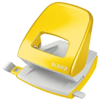 Obrázek Leitz Büro Locher aus Metall, Für 30 Blatt, Anschlagschiene mit Formatvorgaben, Ergonomisches Design, gelb, WOW Serie, 50081016