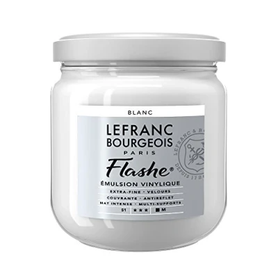 Obrázek Lefranc Bourgeois 300534 Flashe akrylová barva &amp; vinylová barva, vysoce pigmentovaná, elastická, stálá na světle, odolná proti stárnutí, matná, pro vnitřní i venkovní použití, květináč 400 ml irizující bílá