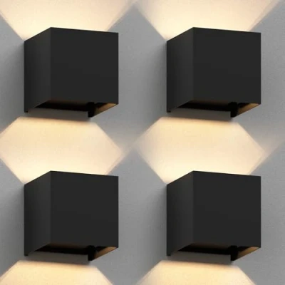 Obrázek ledscom.de 4 kusy nástěnných svítidel CUBEL pro venkovní použití, IP65, Up /Downlight, černé matné, čtvercové, 1x G9 max. 10W