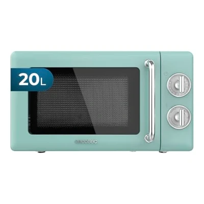 Obrázek Cecotec Mikrowelle Proclean 3010 Retro Grün Mechanische, 20 l, 700 W, 6 Stufen, Timer bis zu 30 Minuten, Auftaumodus, Vintage Design in Grün, Stahl Finish