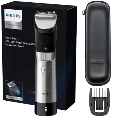 Obrázek Philips Zastřihovač vousů série 9000 Prestige s technologií SteelPrecision, 3stupňový ukazatel baterie, doba provozu až 120 min / 1hodinové nabíjení, model BT9810/15