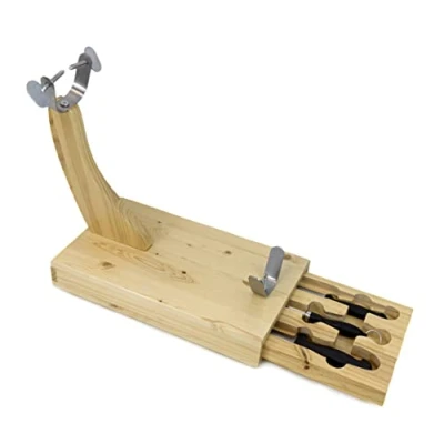 Obrázek Fackelmann SOPORTE JAMONERO Con Cajon Držák šunky se zásuvkou Eco FM, borovice, 39 cm