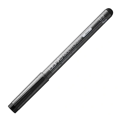 Obrázek COPIC Multiliner 0,3 mm, černý, fineliner s jemnou špičkou a voděodolným pigmentovým inkoustem