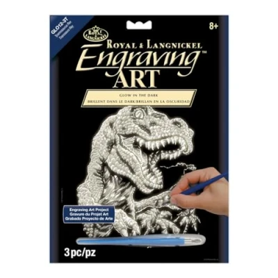 Obrázek Royal &amp; Langnickel GLO12 Glow in the Dark Engraving druh/Vyškrabávací obrázky, DIN A4, Thesaurus Rex