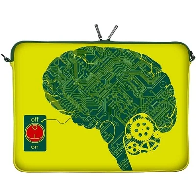 Obrázek Digittrade LS166 17 IT Brain Designer Laptop Taška palců Notebook Sleeve pouzdro Ochranné Neopren do 43,9 cm (17,3 palců) Bag Case mozek žluto zelené
