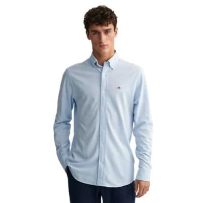 Obrázek GANT Herren Reg Jersey Pique Shirt Klassisches Hemd, Capri Blue, XL EU