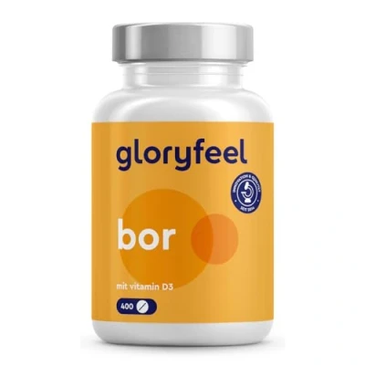 Obrázek Čistý bór vysoká dávka 3,5 mg boronu 400 tablet na více než 1 rok zásoba biologická dostupnost díky vitaminu D 100% vegetariánská a bez nežádoucích přísad