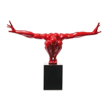 Obrázek Deco Object sportovec, červená, moderní, velká dekorace Obrázek na mramorovém podstavci, fitness socha design člověka, sochařství, (h / b t) 52x75x23cm
