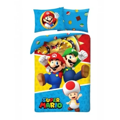 Obrázek Bettwäsche Set Super Mario mit Luigi Toad Bowser Bettbezug 140 x 200 cm Kissenbezug 70 90 100 % Baumwolle, mehrfarbig