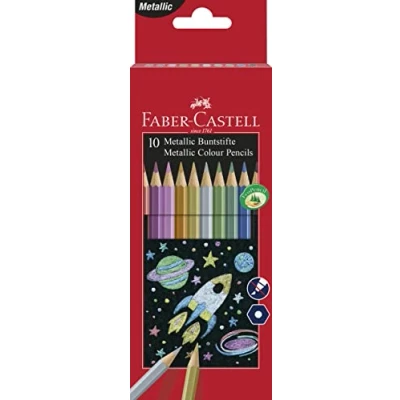 Obrázek FABER CASTELL 201583 metalické pastelky, 10dílné pouzdro, více barev