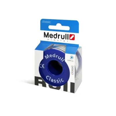 Obrázek Medrull Fixační náplast Classic 5 m x 2 cm páska na obvazy rány, bílá role v kartonu