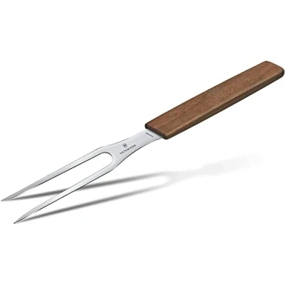 Obrázek Victorinox, Swiss Modern, profesionální porcovací vidlice, extra ostrá čepel, 15 cm, ušlechtilá dřevěná rukojeť, nerezová ocel, hnědá
