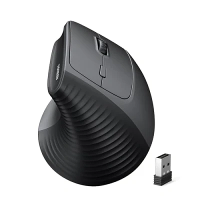 Obrázek UGREEN Bezdrátová vertikální ergonomická myš 2.4G &amp; Bluetooth pro Windows/Mac OS uzw, 1000/1600/2000/4000 DPI, 6 tlačítek (2, 4G+BT 5.0)